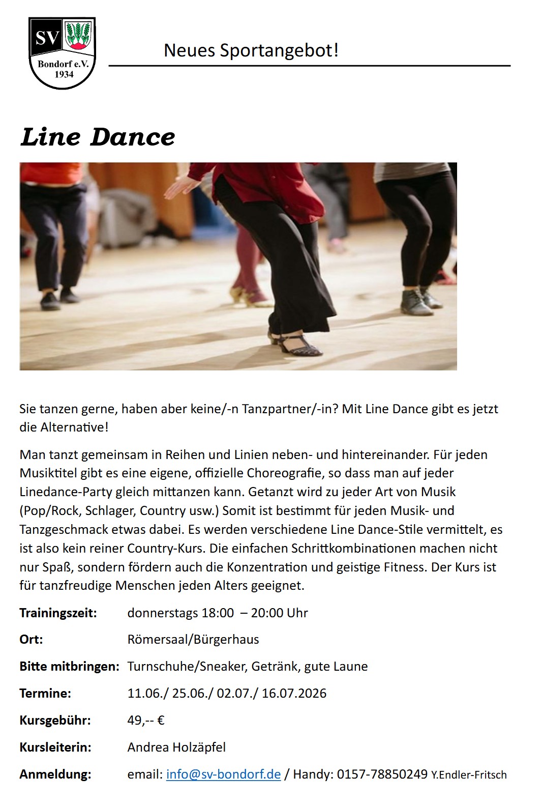 Neues Sportangebot: Line Dance